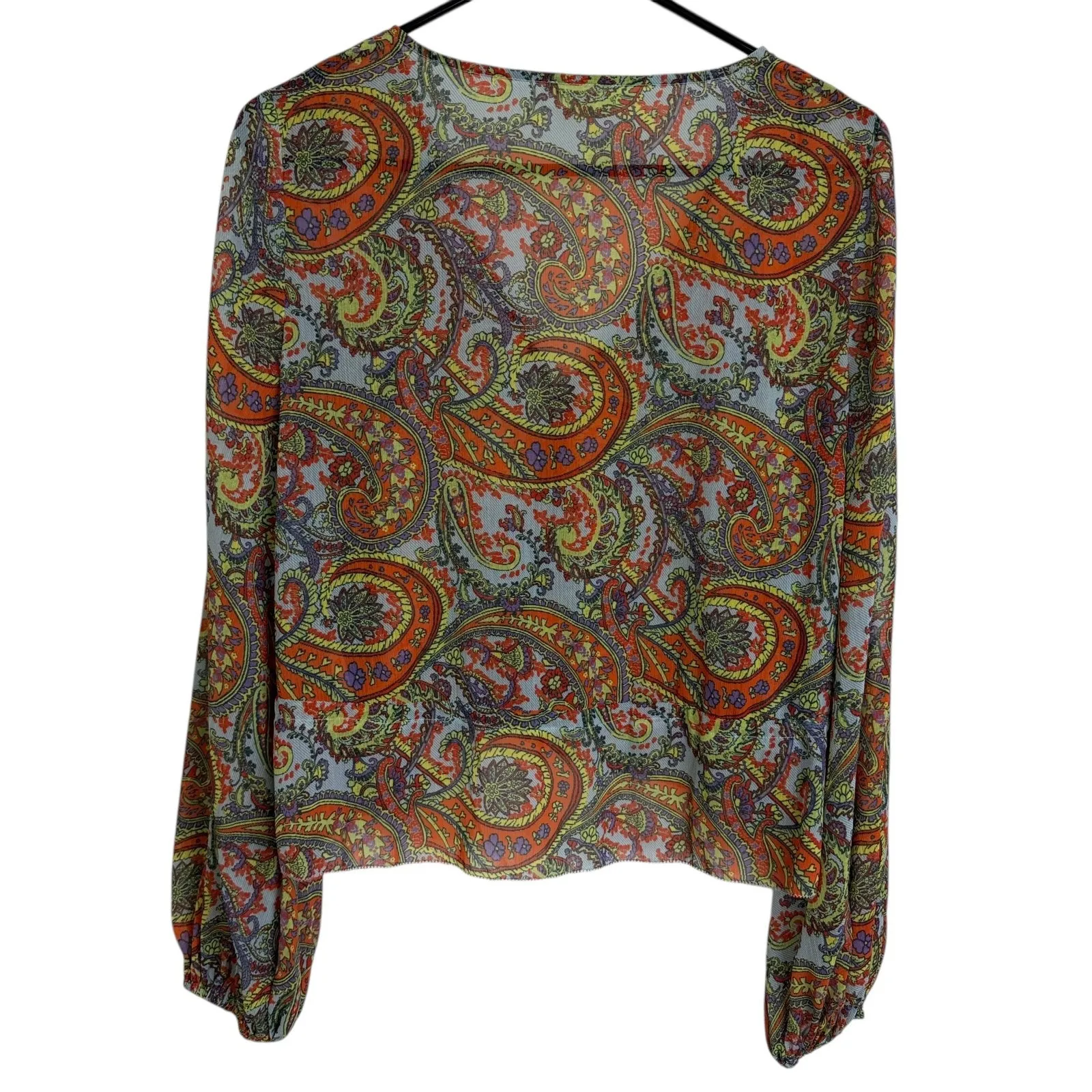 L'Agence Pixie Bohemian Blouse Womens Small Paisley Long Sleeve Boho Cinch Tie - Image 2