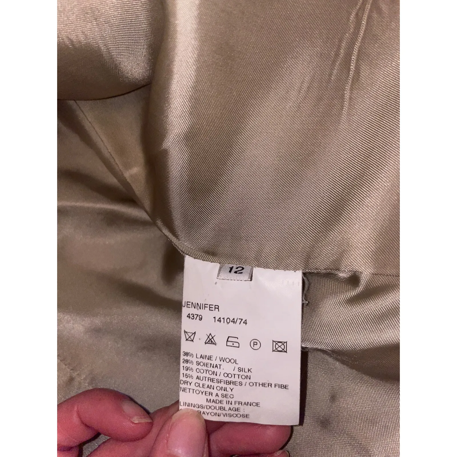 Vintage Bernard Zin Paris‎ Blazer Women Brown Tweed Wool size 12 Tan - Image 3