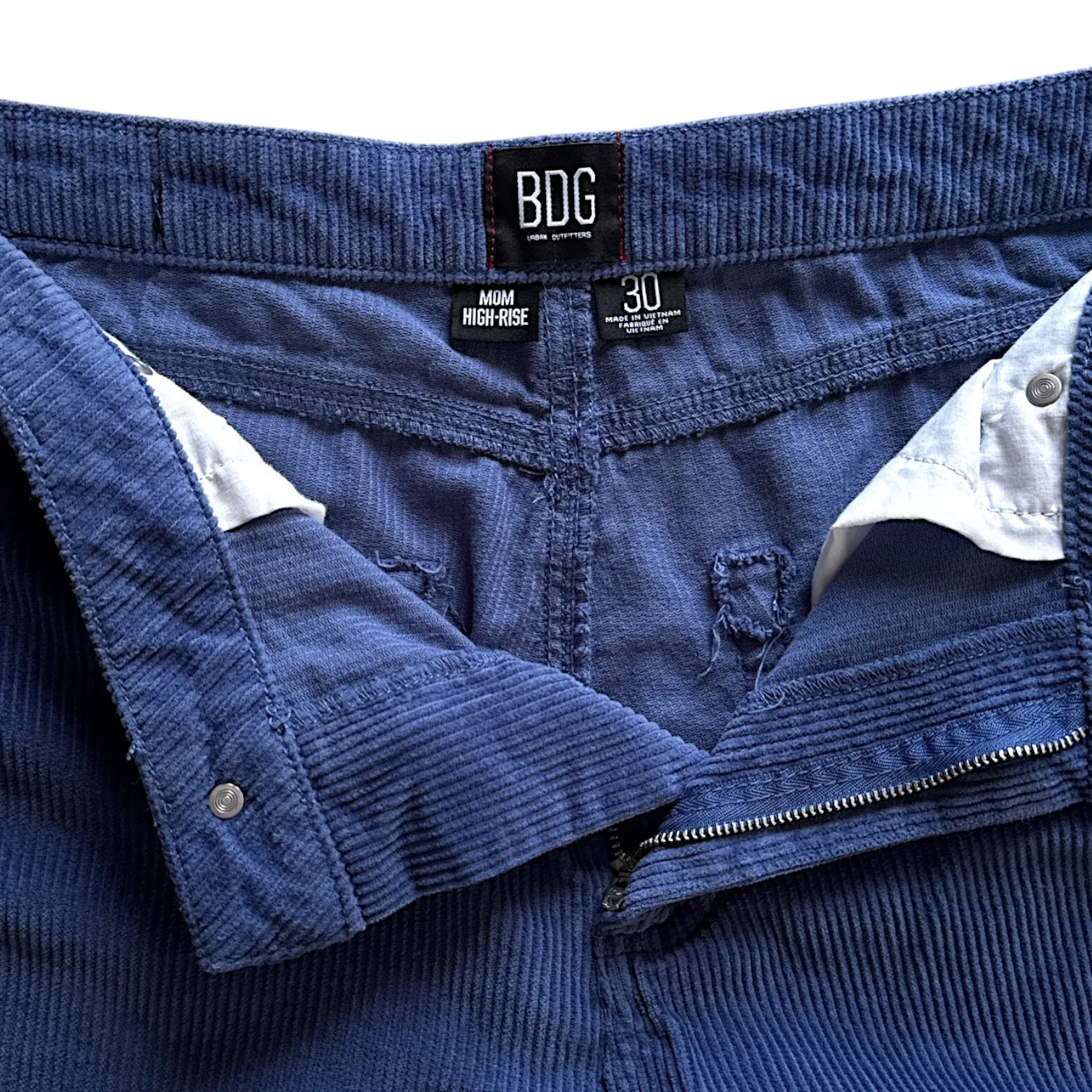 BDG Mom High-Rise Corduroy Pants‎ Blue Cotton Blend Casual Comfort Size 30 - Image 3