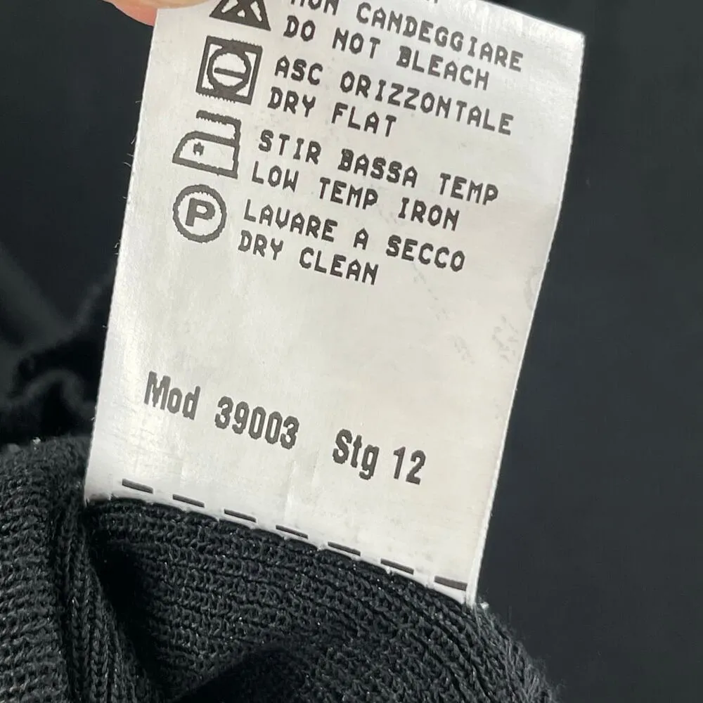 STIZZOLI Cardigan Size 50 (XXL) Sweater Black Made in Italy Asymmetrical Ruffle - Image 13