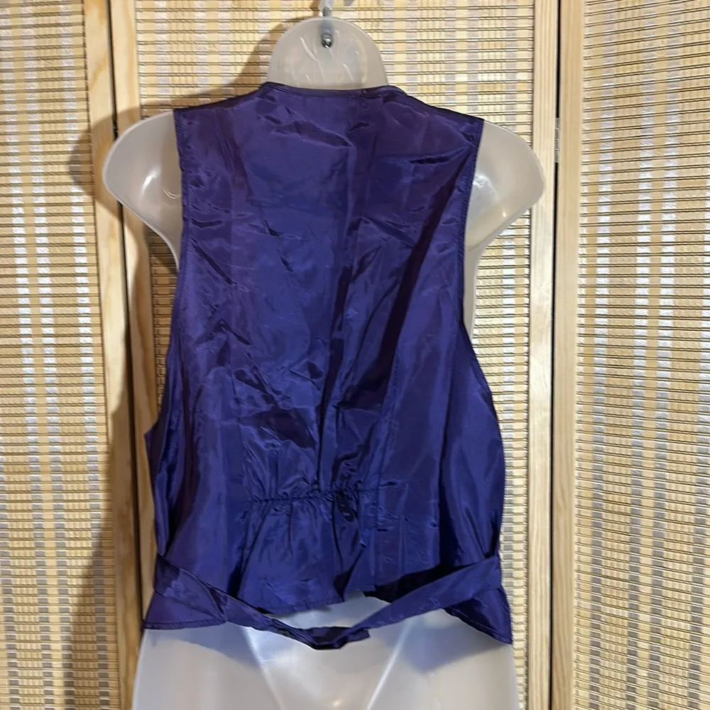 Kiks Vintage 1980s or 1990s Purple Vest Gray Green Floral Pattern Large - Image 10