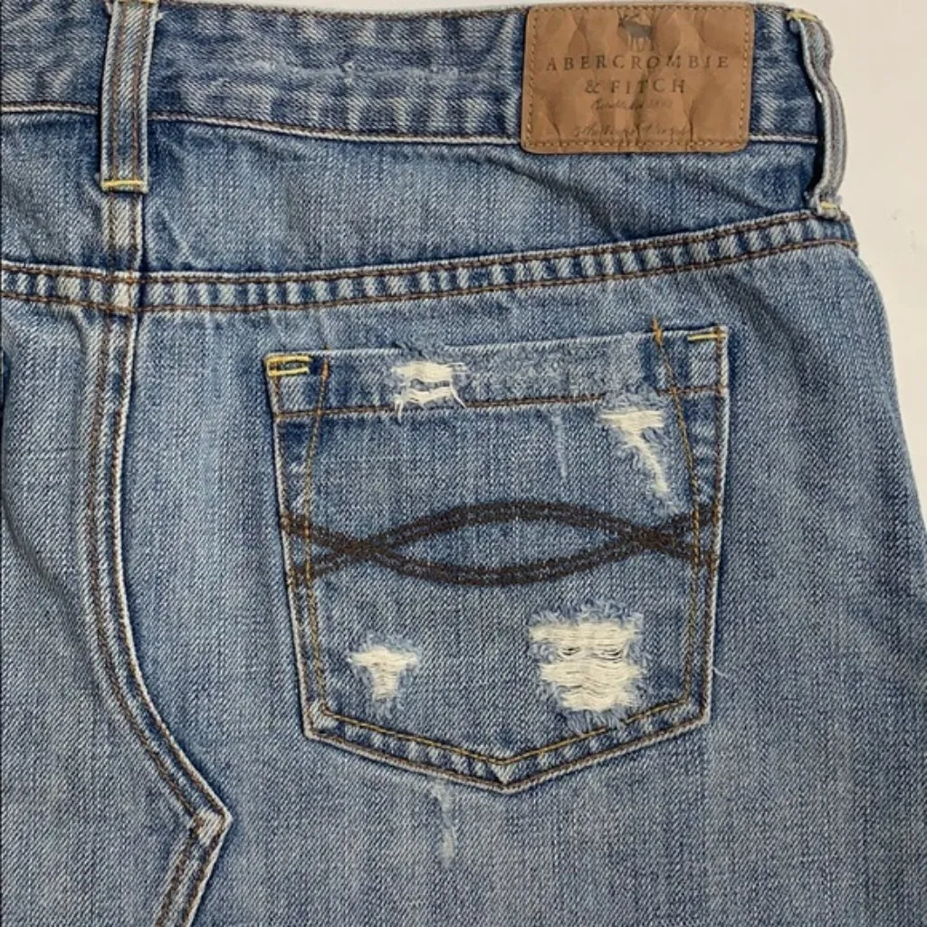 Abercrombie & Fitch Distressed Jean Denim Skirt - Image 7