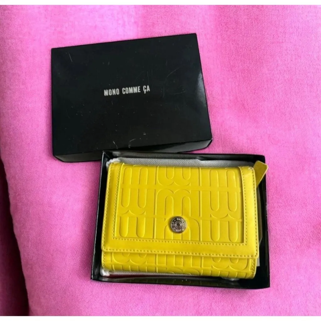 MONO COMME CA Yellow Logo Snap Wallet NEW in box - Image 2