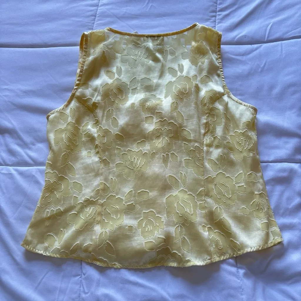 Vintage Victorias Secret Gold Label PJ Set Womens Large Floral Yellow Blazer - Image 11