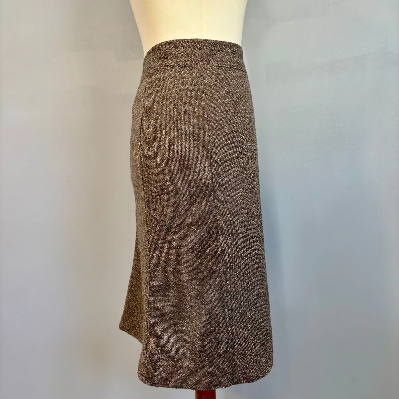 VTG Y2K Gap Brown Tweed Wool Blend Pencil Skirt Poetcore Neutral, Women's Size 4 - Image 3