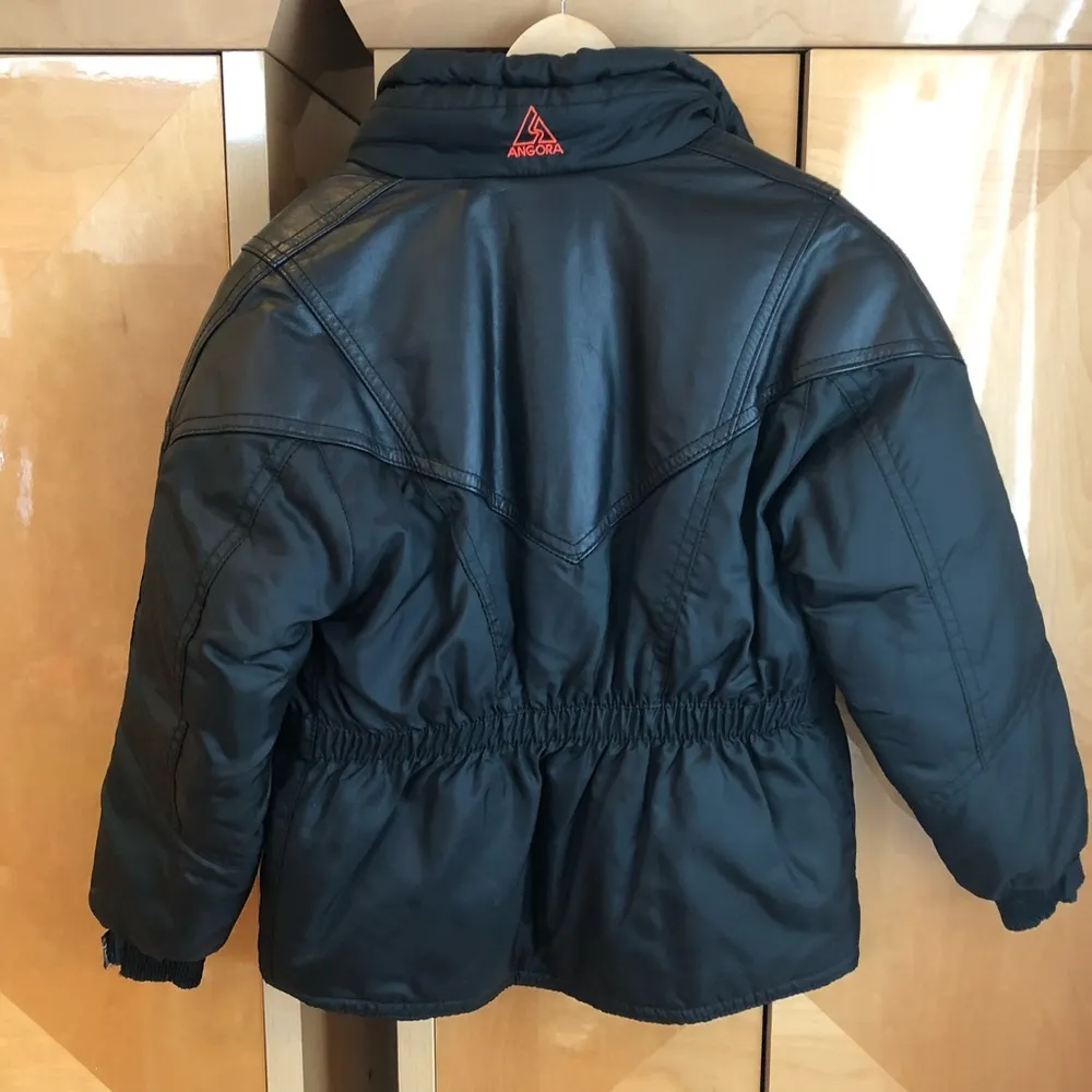 ANGORA Canada Vintage Women's Black Leather Ski Belted Jacket Medium Micro Loft - Image 7