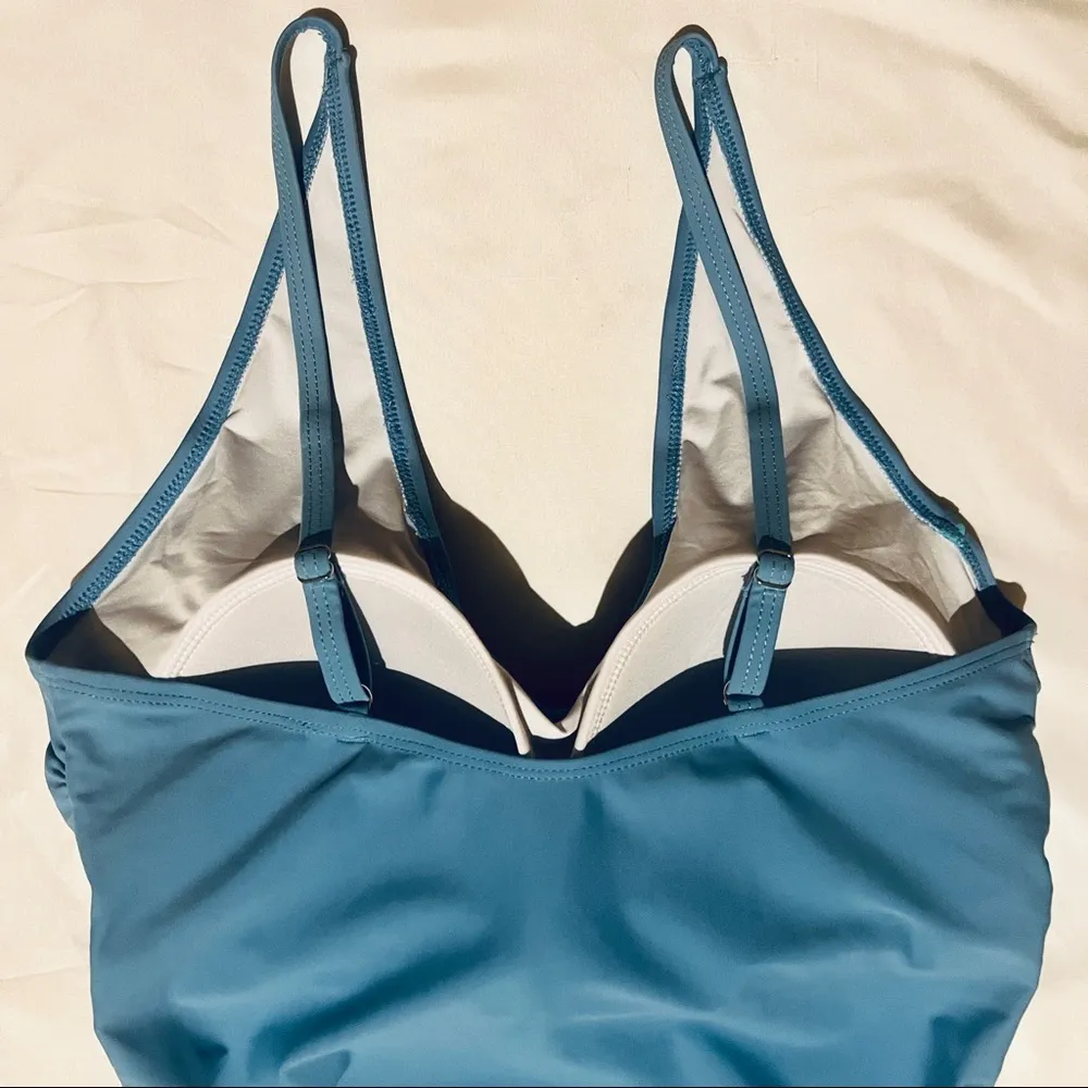 Vintage Retro Blue Colorful One Piece Swimsuit - Image 3