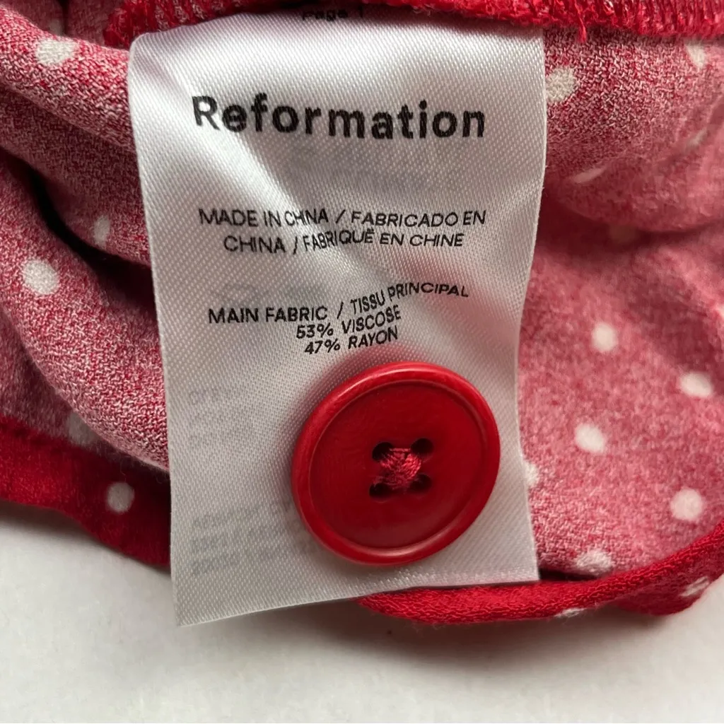 Reformation Leith Mini Dress 0 Sleeveless‎ Polka Dot Red White Collar Button NEW - Image 3