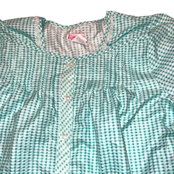 Lati fashion Women's Aqua Checkered Sleepwear Set Green Size XL - Image 4