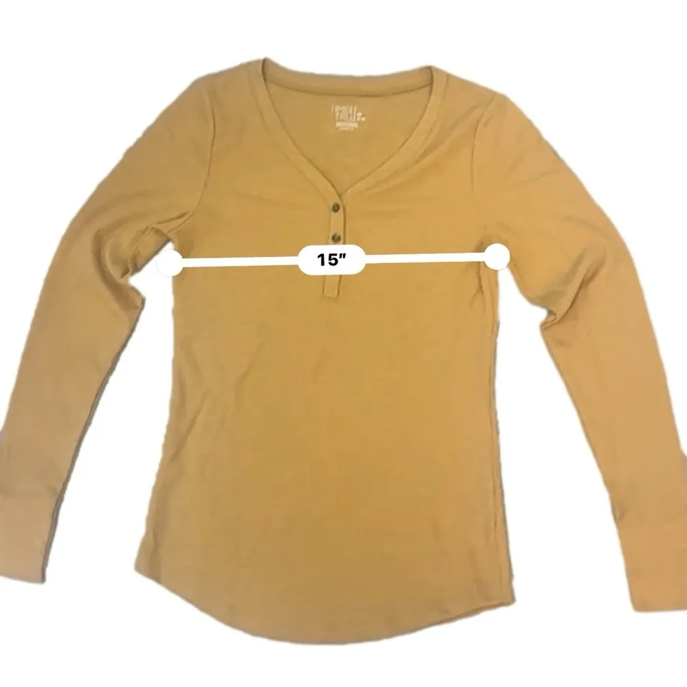 Vntg 90s Y2K Henley Elena Gilbert Bella Swan Vamp Fairy Grunge Boho Granola Girl Yellow Size M - Image 3