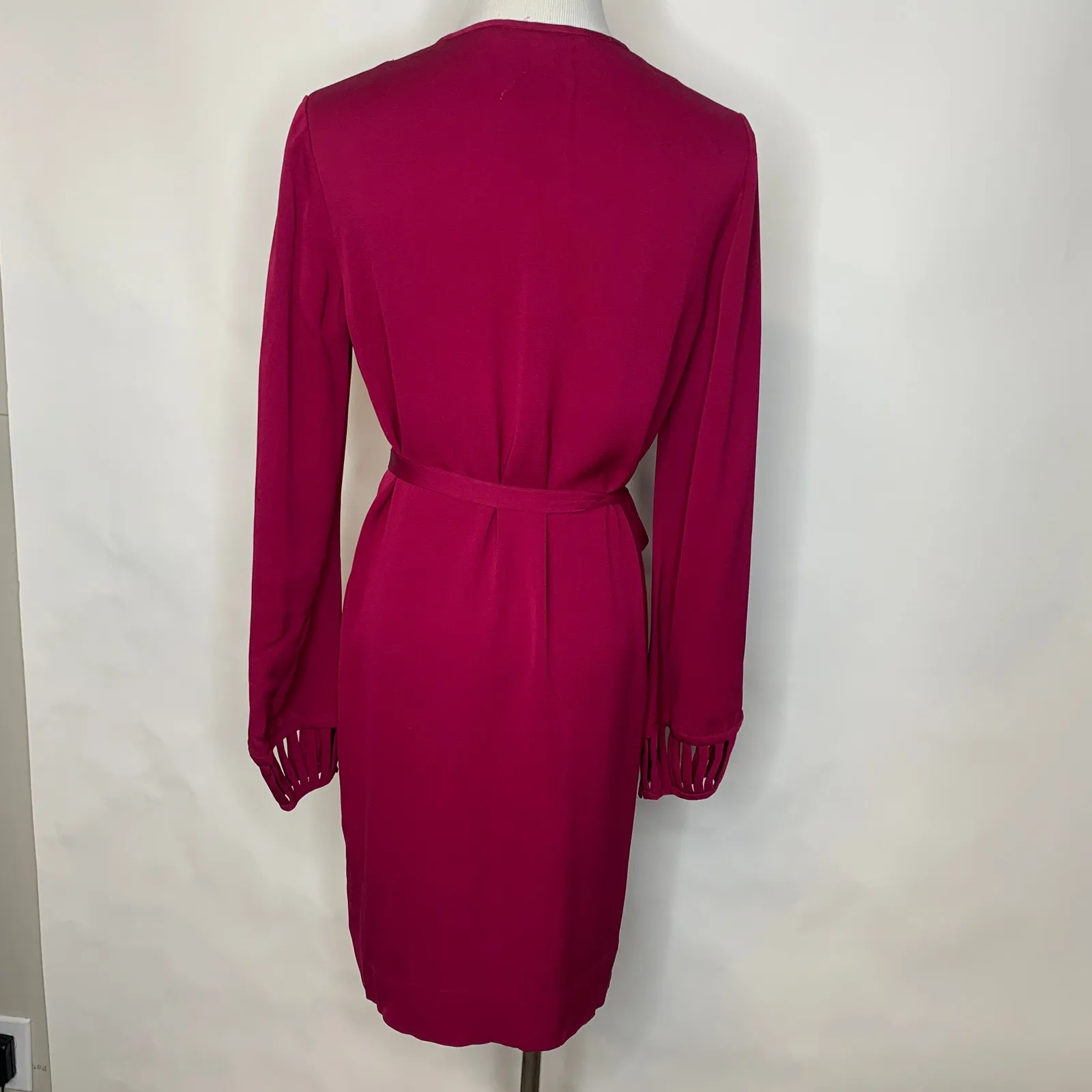Diane Von Furstenberg Silk Shirt Dress Sz 2 Belt Tie - Image 2
