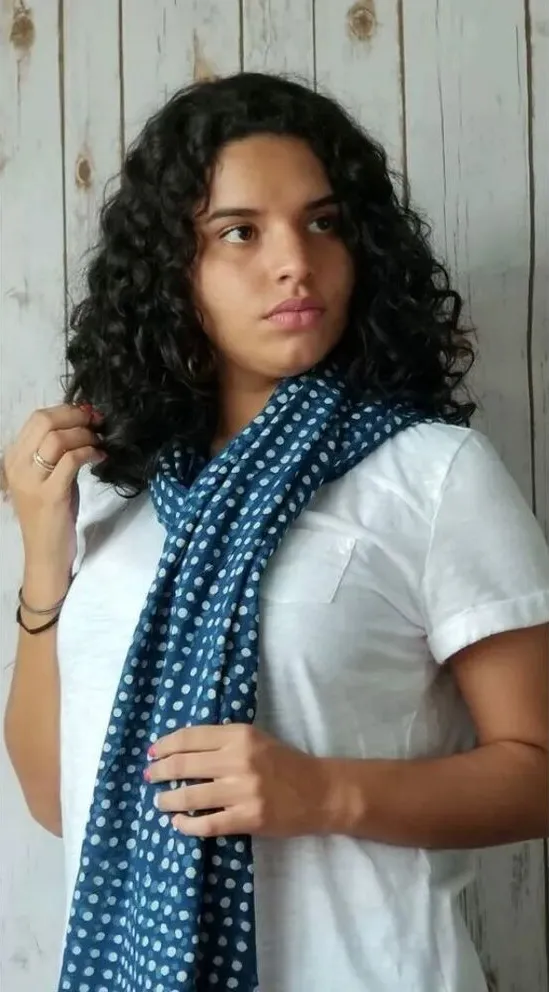 Womens Boutique Chic Polka Dot Head Neck Scarf Scarves Pashmina Wrap Blue - Image 1