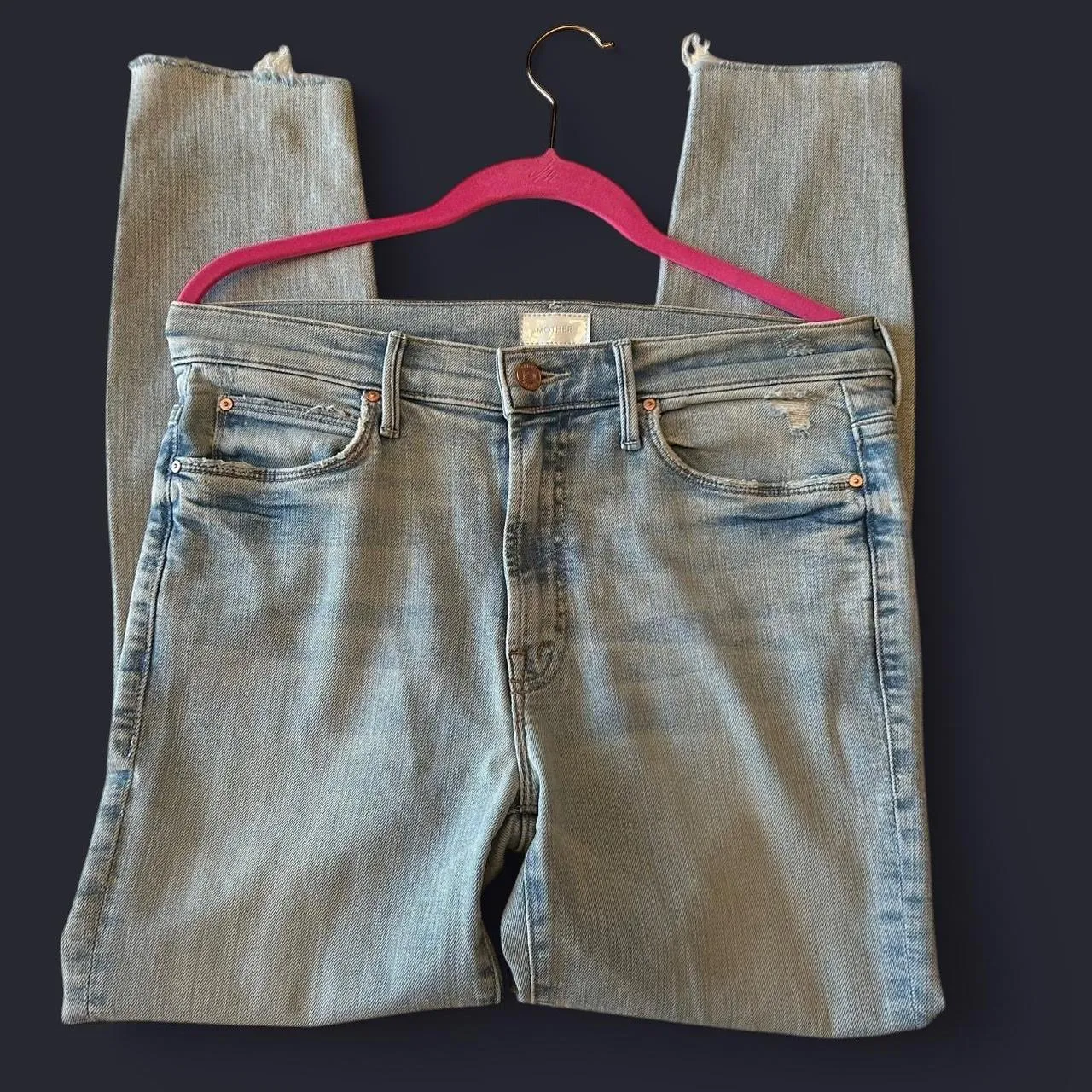 MOTHER The Stunner Zip Ankle Step Fray Jeans | Size 27 | Distressed Blue Denim  - Image 8