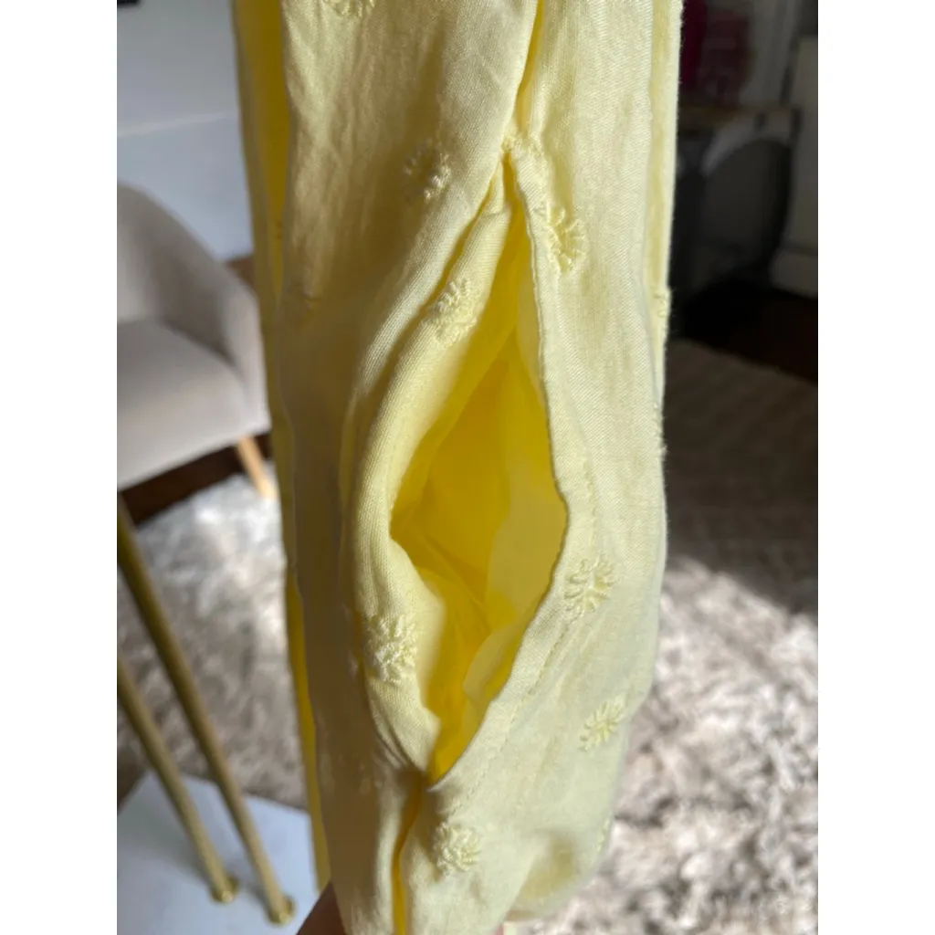 Old Navy Maxi Dress Cottagecore Coquette XS Yellow Embroidered Spaghetti Butter - Image 8