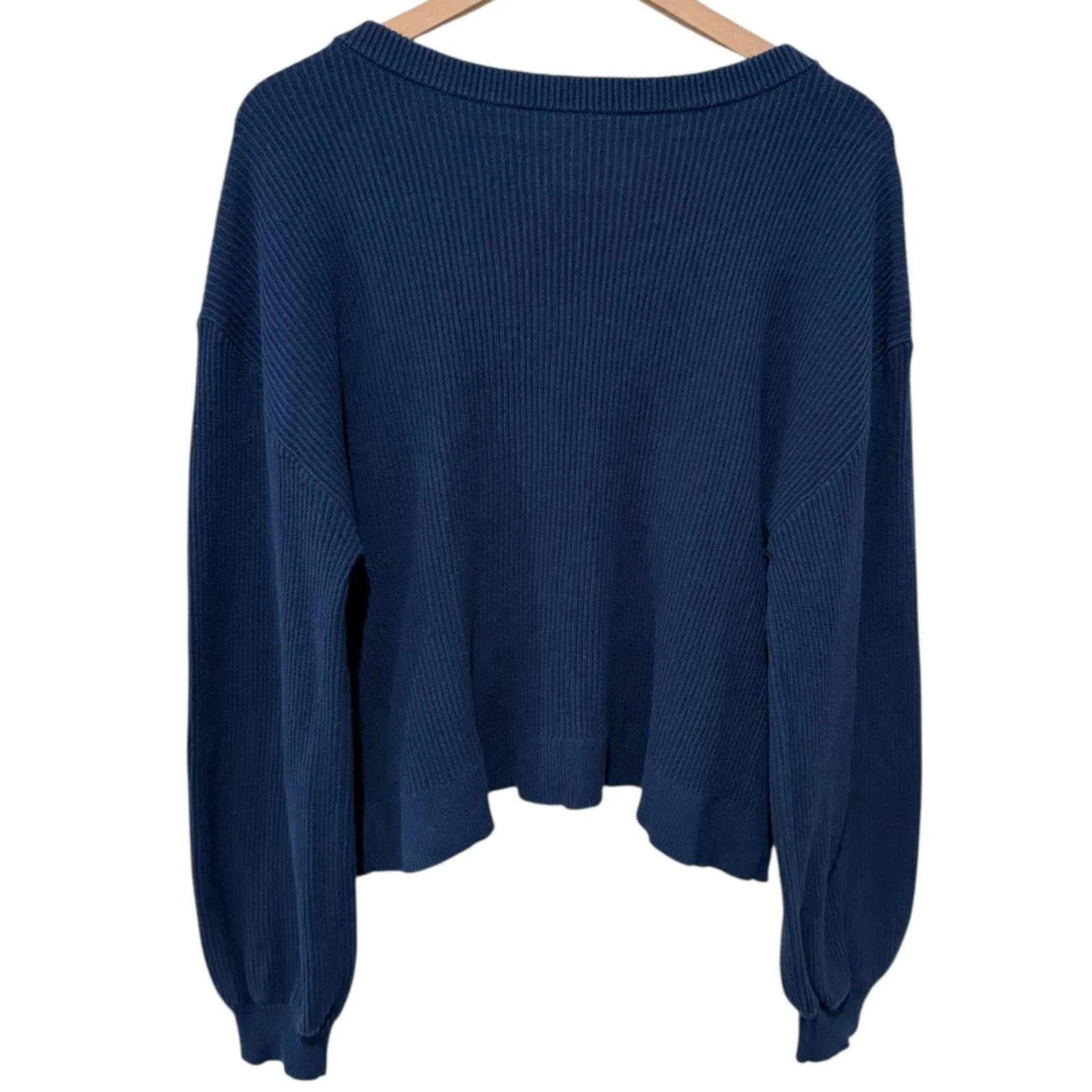 Lululemon Reversible Crossover Sweater Night Sea Navy Blue Sz L Ribbed Pullover - Image 3