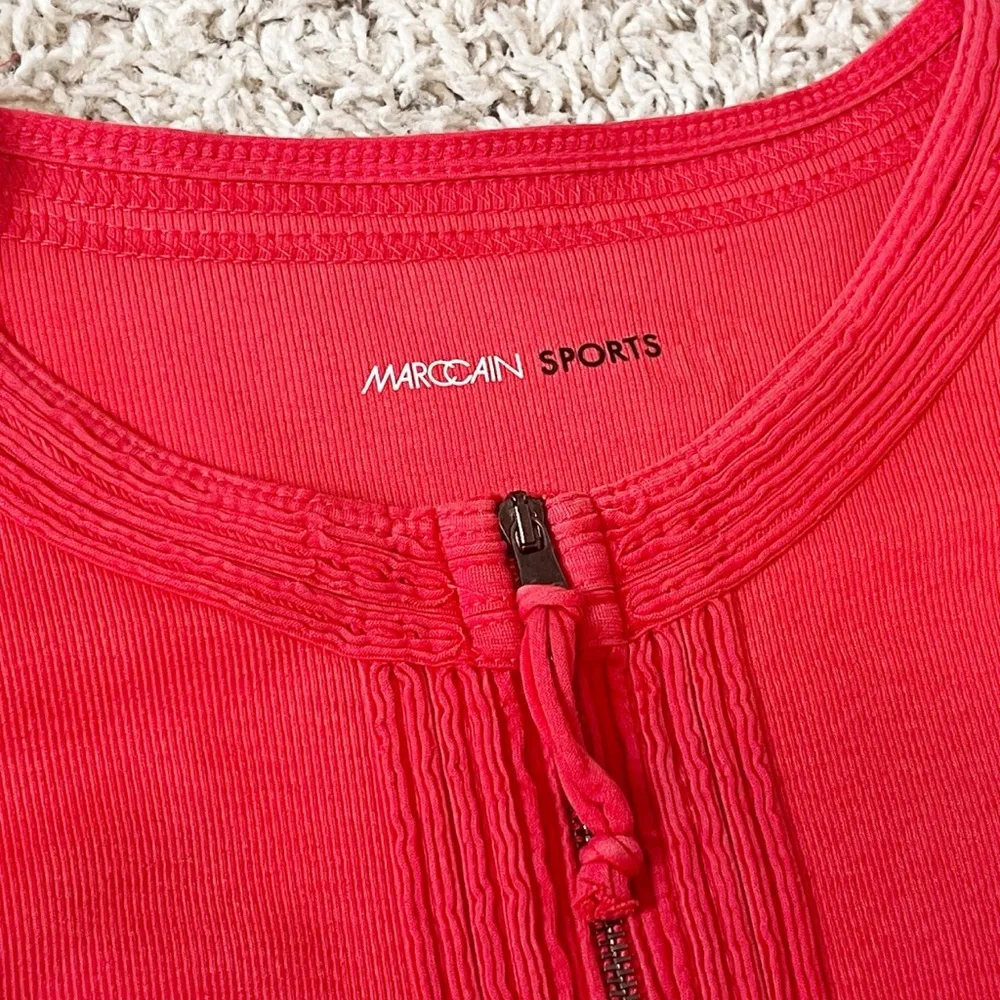 Marc Cain Sports 3/4 Sleeve Full Zip Front Cotton Mini Dress Red Small Pockets - Image 6
