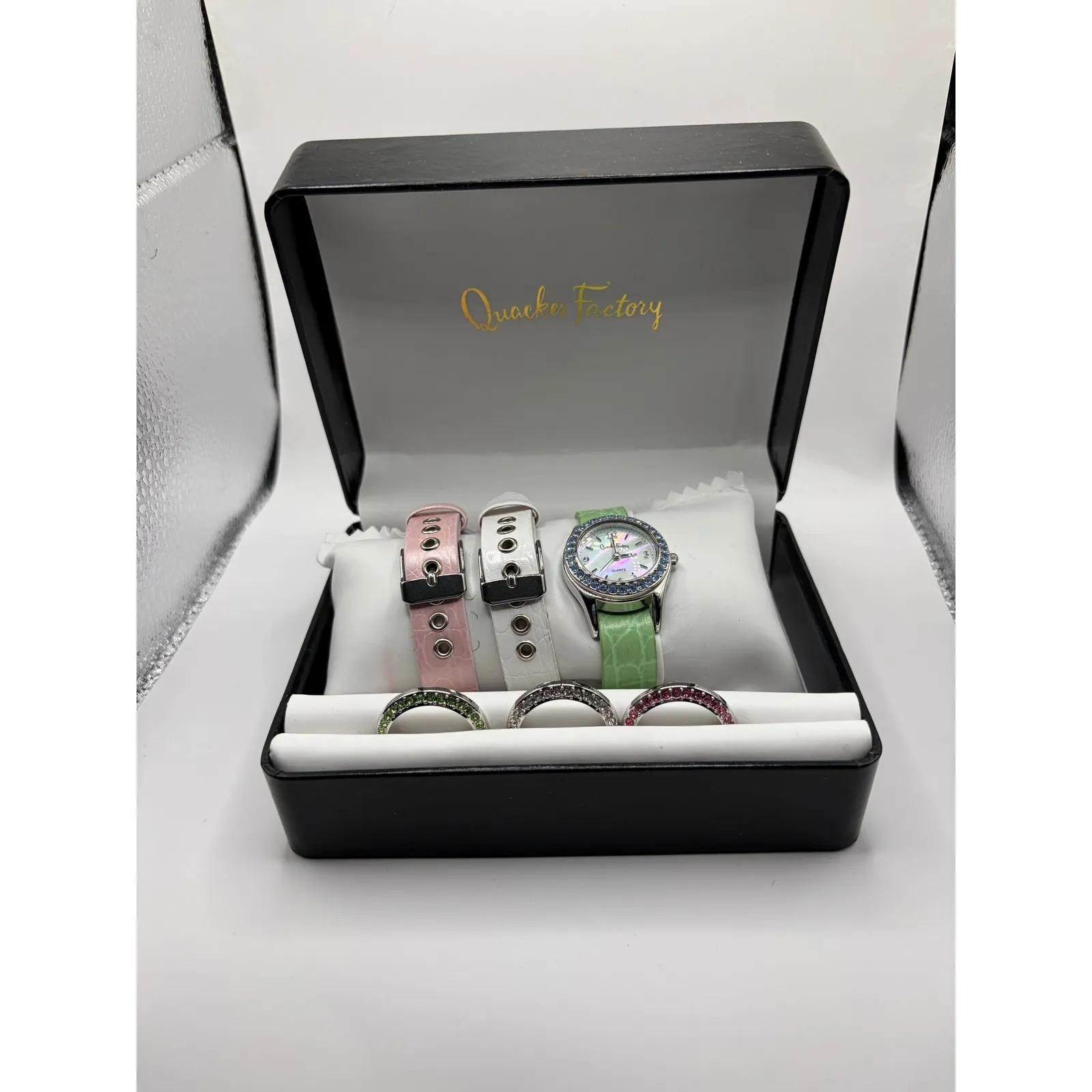 Quacker Factory Watch Set Interchangeable Bands Crystal Bezel - Image 3