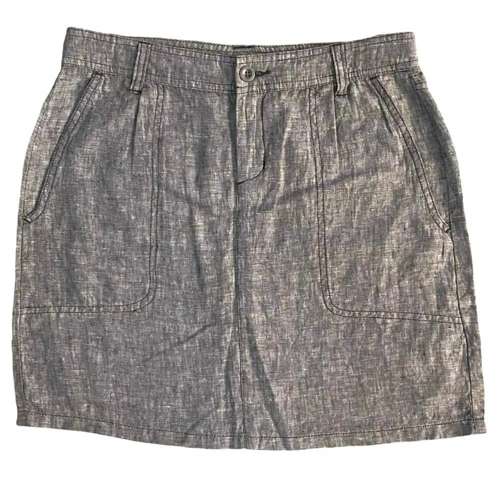 Horny Toad Size 2 Lithe Venti Charcoal Chambray Mini Skirt Linen Grey Gray - Image 2