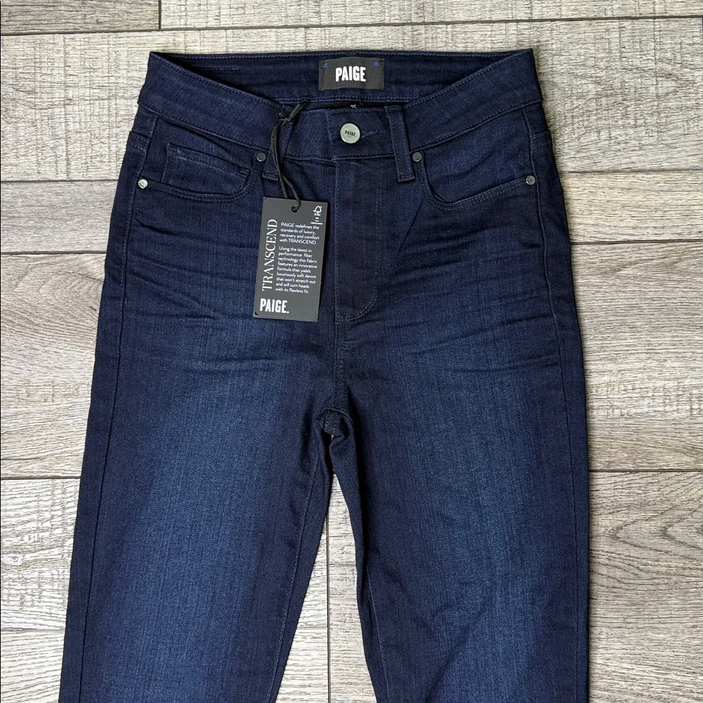 PAIGE Hoxton Crop High Rise Ultra Skinny Indigo Denim Jeans - Image 4