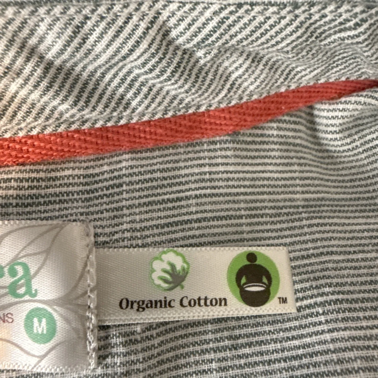 Aventura Womens Pinstripe Button Up Shirt Top Size M Green White Organic Cotton Size M - Image 10