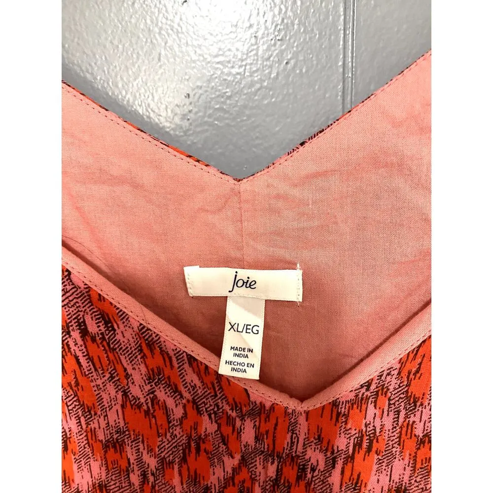 Joie Red Tea Rose Printed Bondi Tiered Cotton Summer Boho Midi Dress XL - Image 5