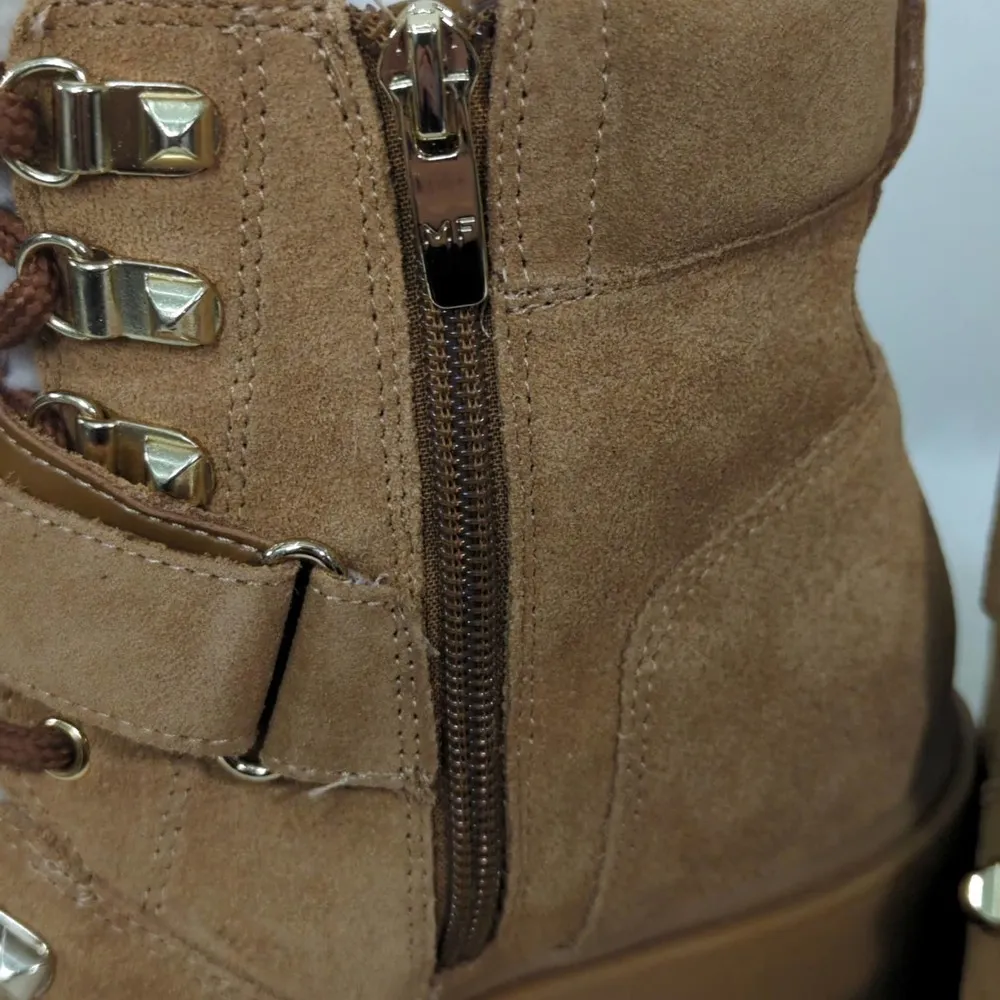 Marc Fisher $159 Nature Suede Sherpa Lug Sole Hiker Ankle Boots Sz 7.5. BNWOB‎ Brown - Image 7