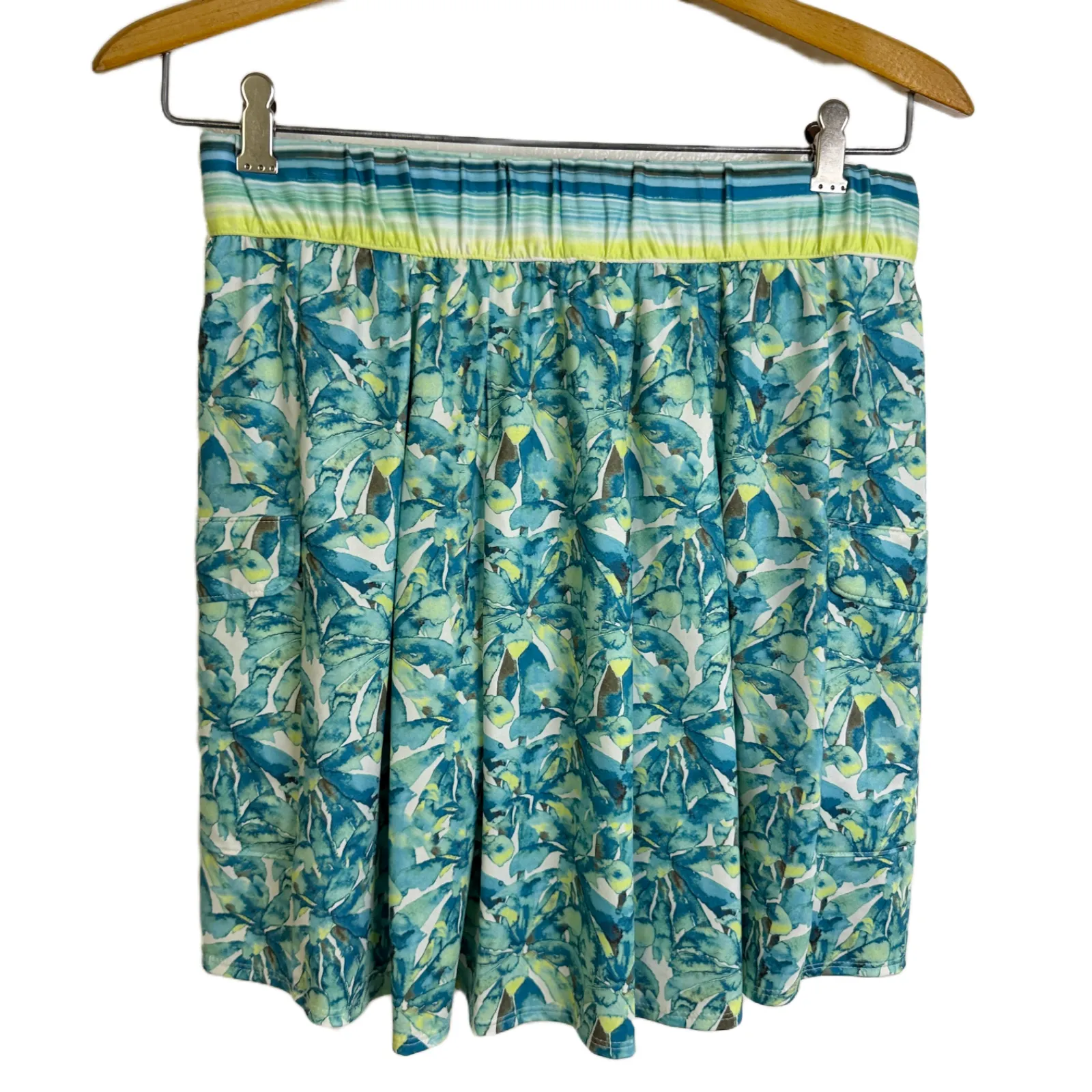 Lucky In Love Skirt Skort Small Green Blue Pattern Tennis Pickleball Shorts - Image 4