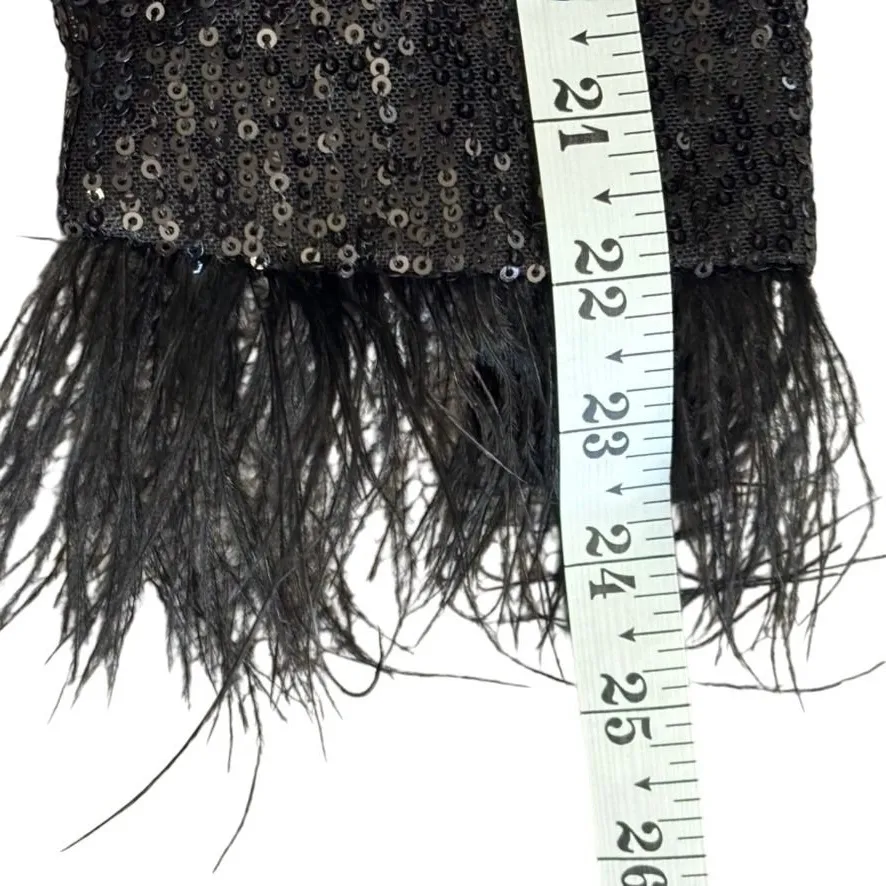 Nanette Lepore Sequin Jacket Sz M Black Ostrich Feather Trim NYE‎ Holiday Party - Image 8