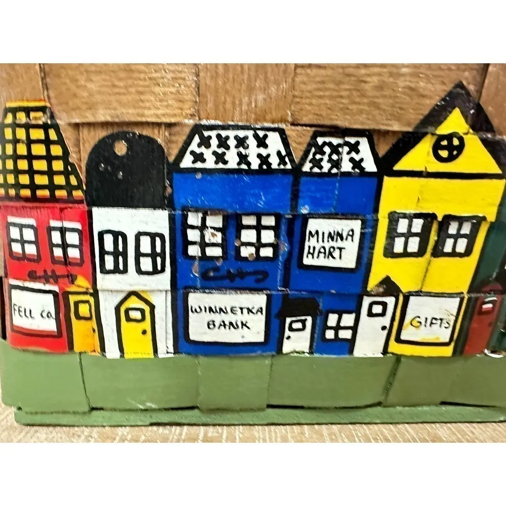 VTG Caro Nan Signed Wooden Basket Box Purse Minna Hart Store Illinois 1960s Brown - Image 2