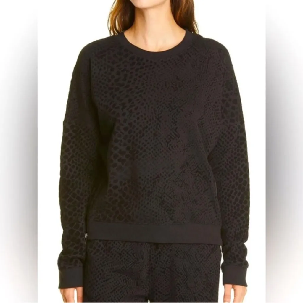 Rails Revolve  Marlo Black Fleck Leopard Pullover Cotton Side Zip LS Sweatshirt S - Image 3