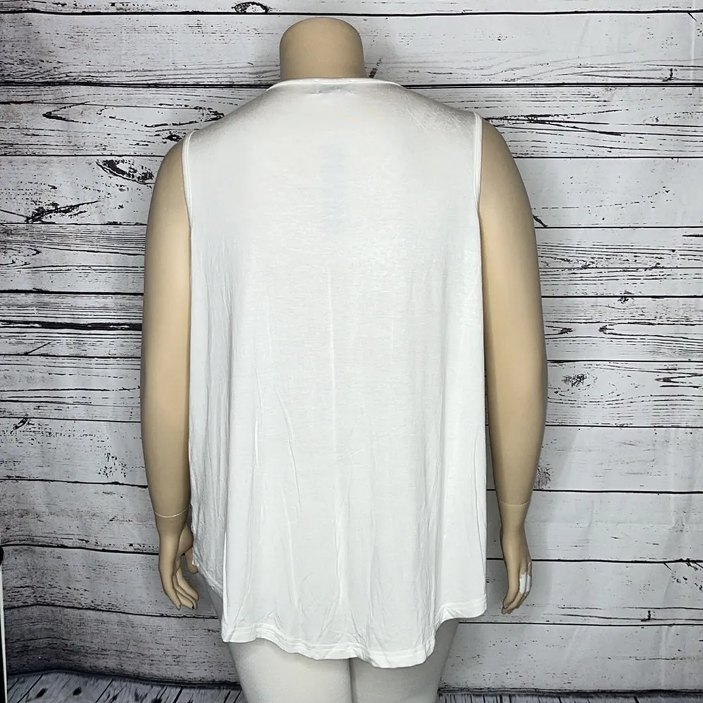 Joseph A. Woman NWT Size 2X White - Star Crochet Lace Overlay Tank Top Blouse - Image 3