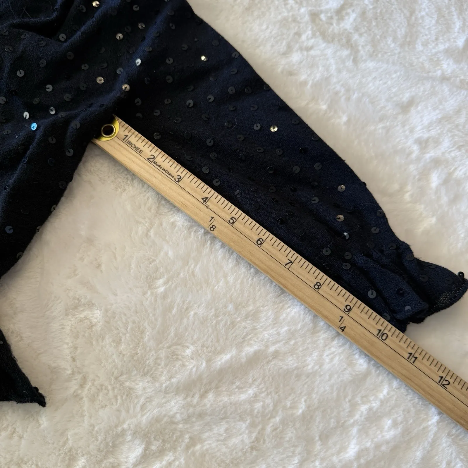 Vtg Y2K Necessary Objects Black Sequin Ruffle Tie Front Bolero Top Small - Image 8