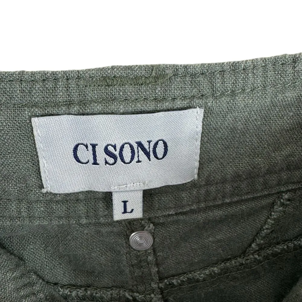 Ci Sono Sage Green Lightweight Woven Linen Rayon Shorts Pockets Casual Size L - Image 6