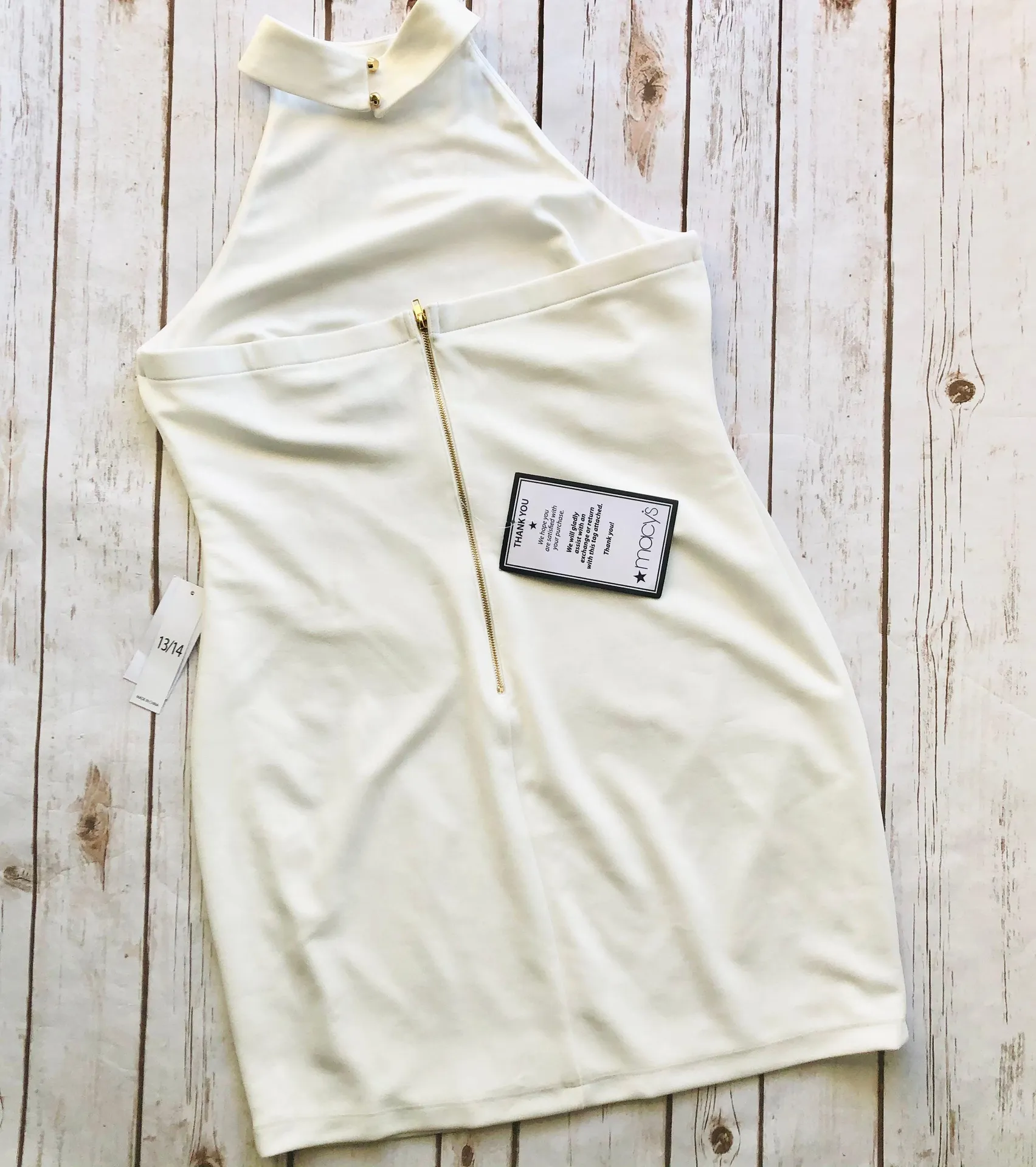 Teeze Me Cocktail Dress Cream Halter Mini Bodycon - Image 4