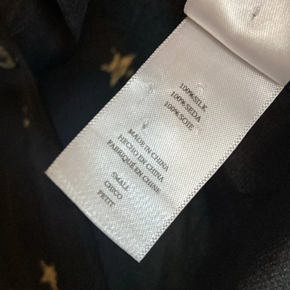 Rails Kate Silk Animal Stars Print Shirt (Sz Small) Black & Gold 100% Silk - Image 10