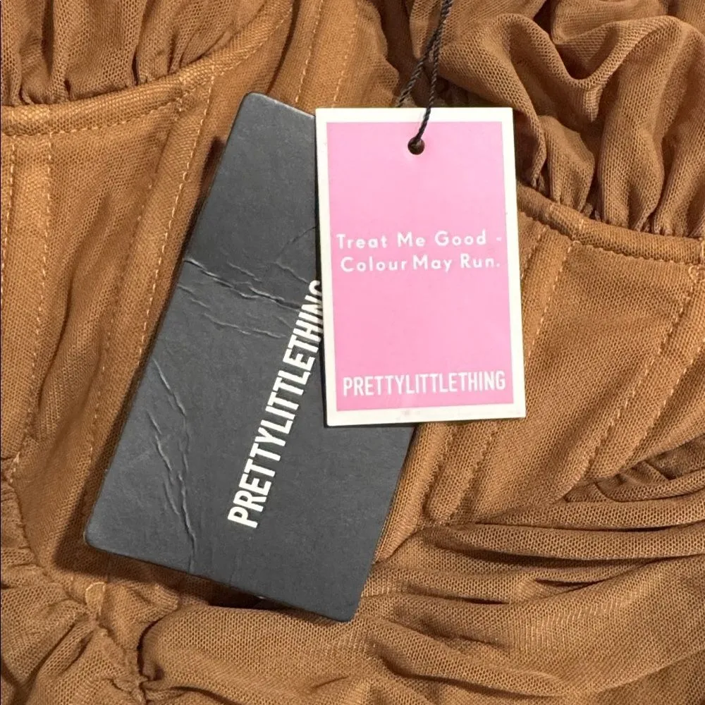 PrettyLittle Thing Chocolate Corset
Detail Mesh Ruched Bandeau
Jumpsuit NWT - Image 7