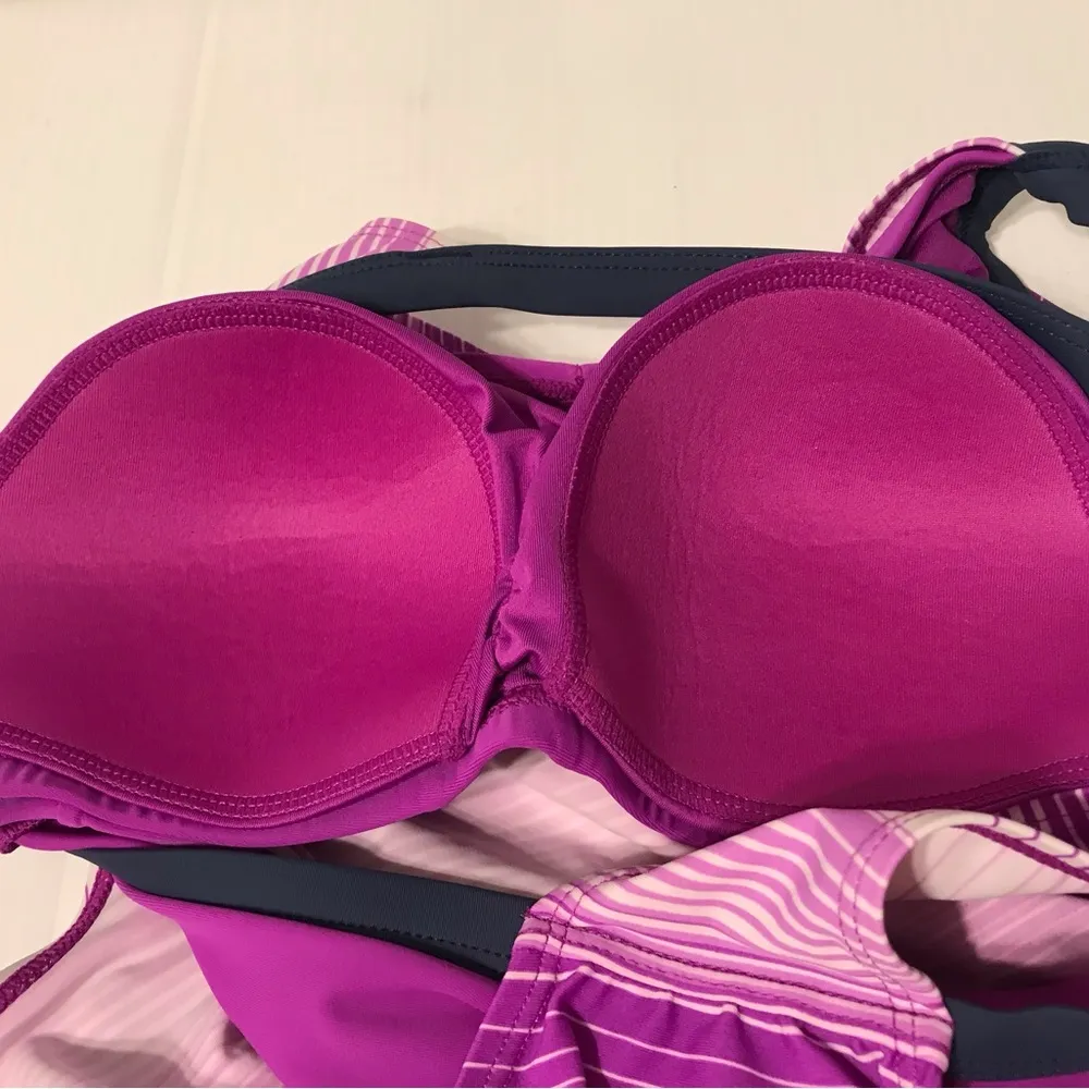 Free Country swimwear padded striped tankini top women’s size small 4-6 - Image 6