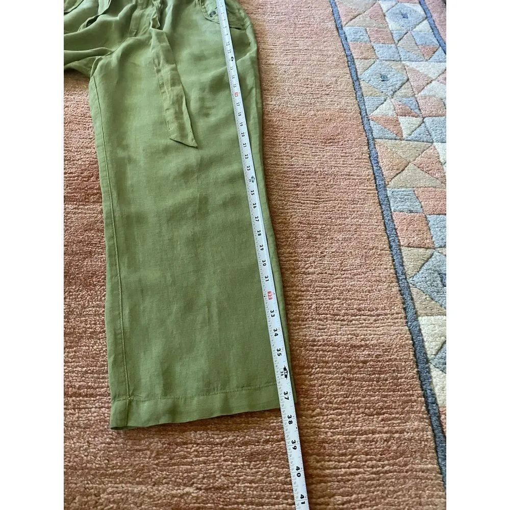 C&C California Green Linen Pants Women’s M Medium Tie Waist High Rise Pants - Image 6