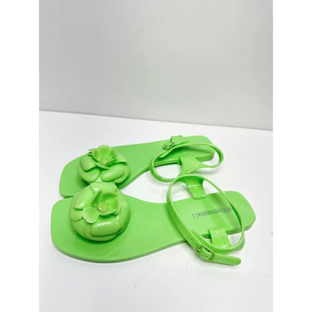 Jeffrey Campbell Jelly Sandals Womens Size 8 FLEURISSE Green Open Toe Floral‎ - Image 5