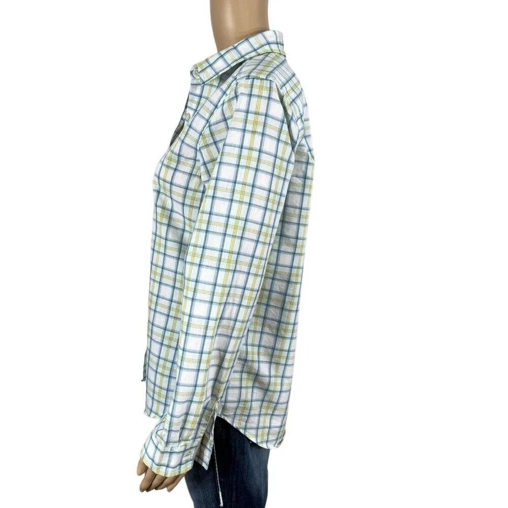 Womens Button Down Shirt Blouse Top Plaid Collared Small - Image 6