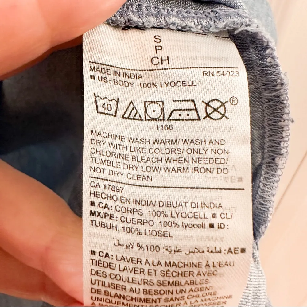 NWT Old Navy Tencel Tie-Neck Shift Dress Chambray light Wash Blue sz Small - Image 8