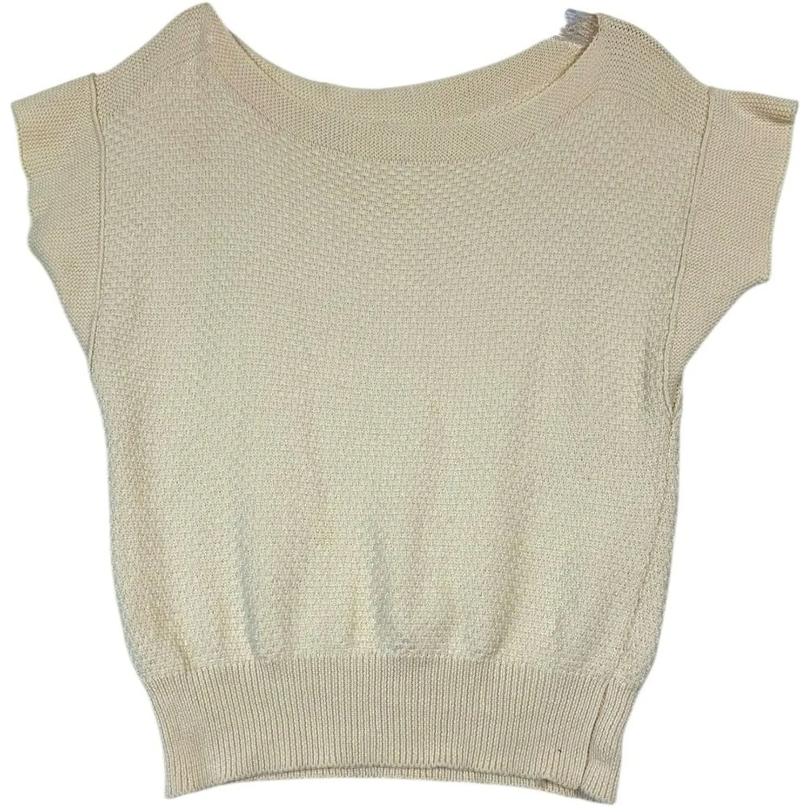 Callahan Elora Top Sweater Boatneck Knit Cream Womens sz S preppy old money - Image 2