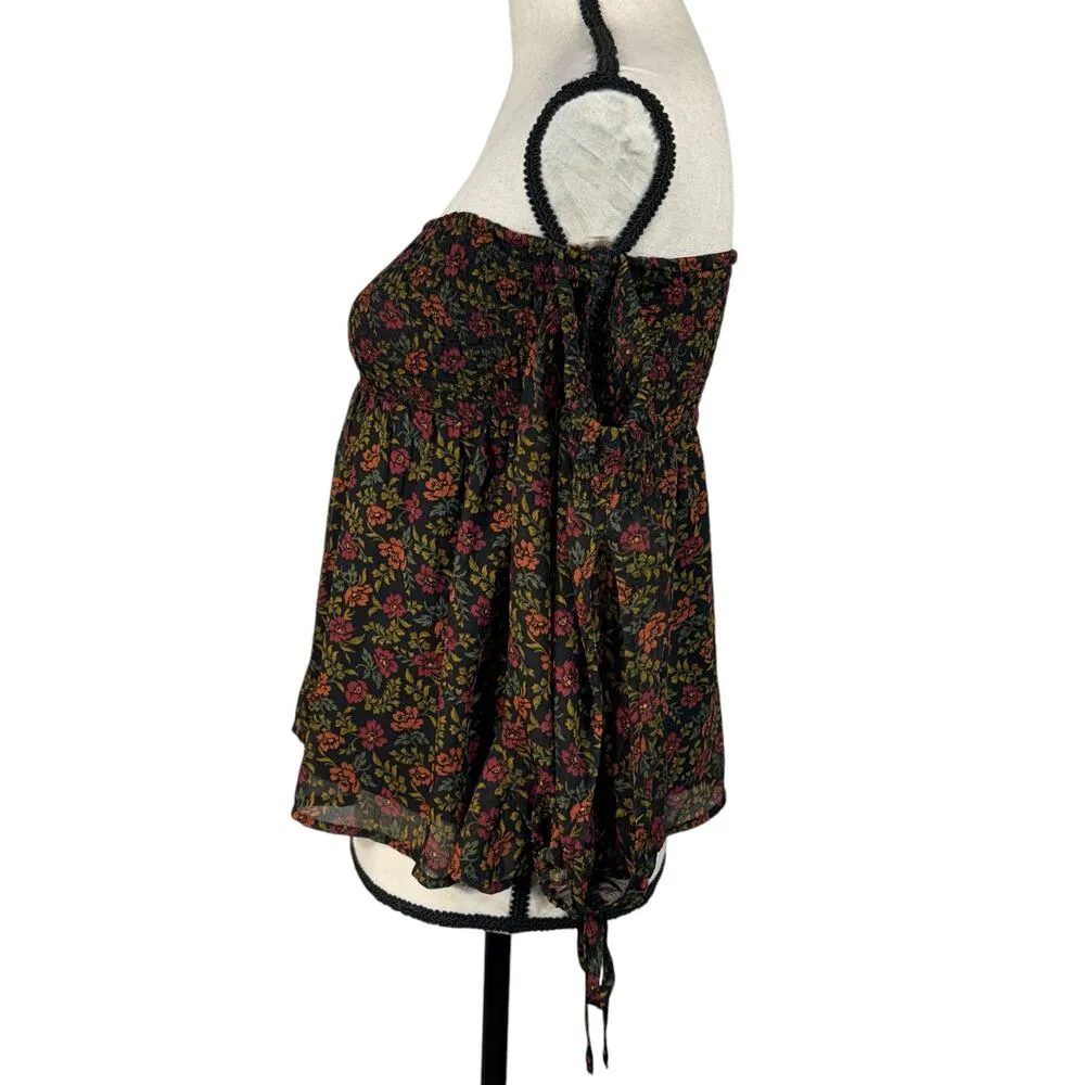 American Eagle X-Small Top Floral Off-Shoulder Lined Split 3/4 Sleeves Smocked - Image 7