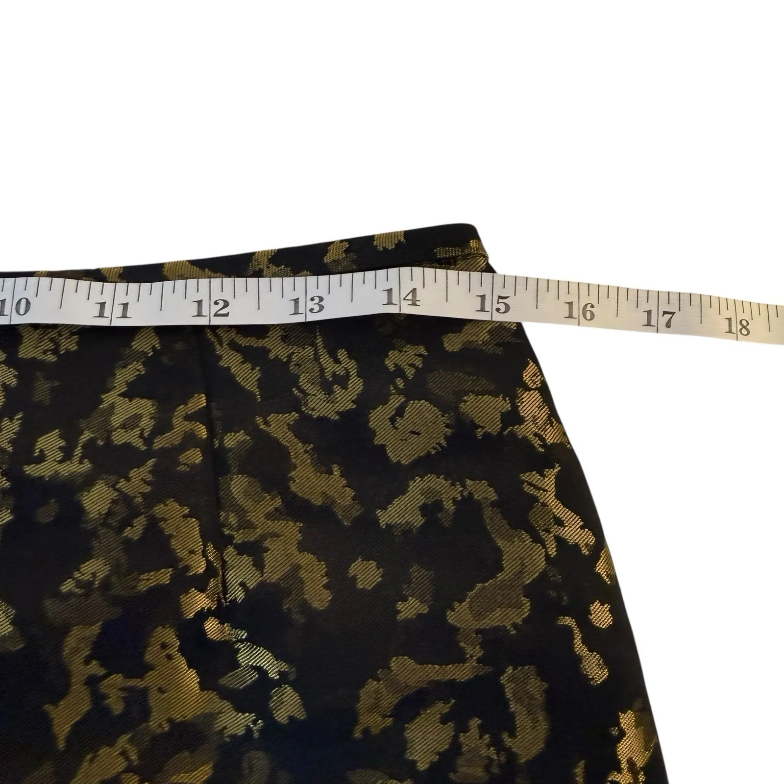 Vtg Kasper Black Gold Knee Length Jacquard Pencil Skirt Size 4P Glam Event Siren - Image 4