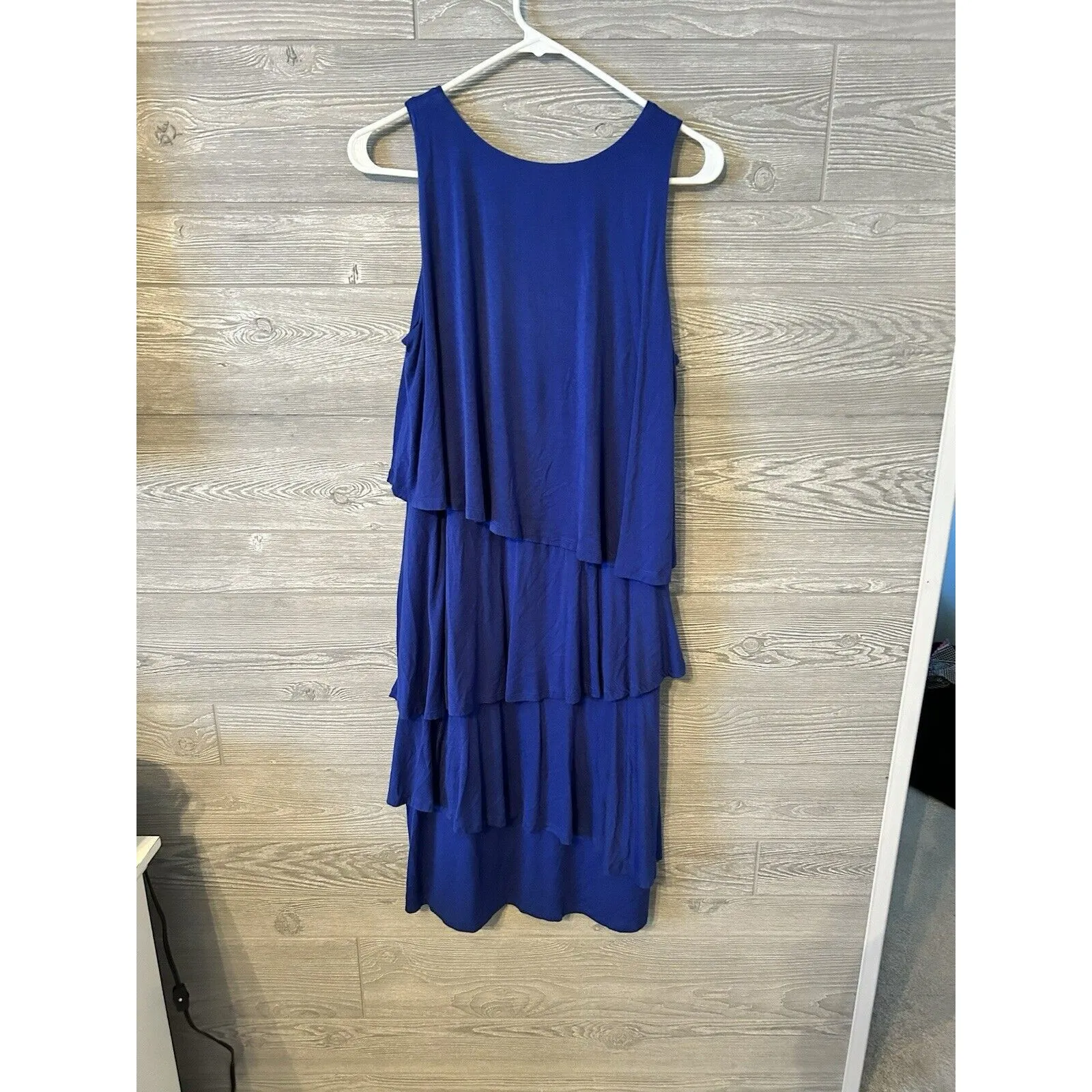 Women's Soft Surroundings Blue Sleeveless‎ Tiered Knee-Length Dress sz Small S - Image 3