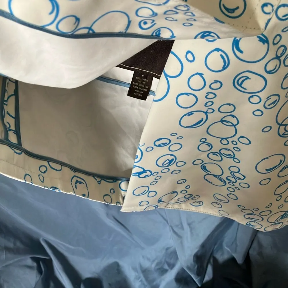 Coach: White & Blue Bubble Print Coat- Spring- 100% cotton - Image 14