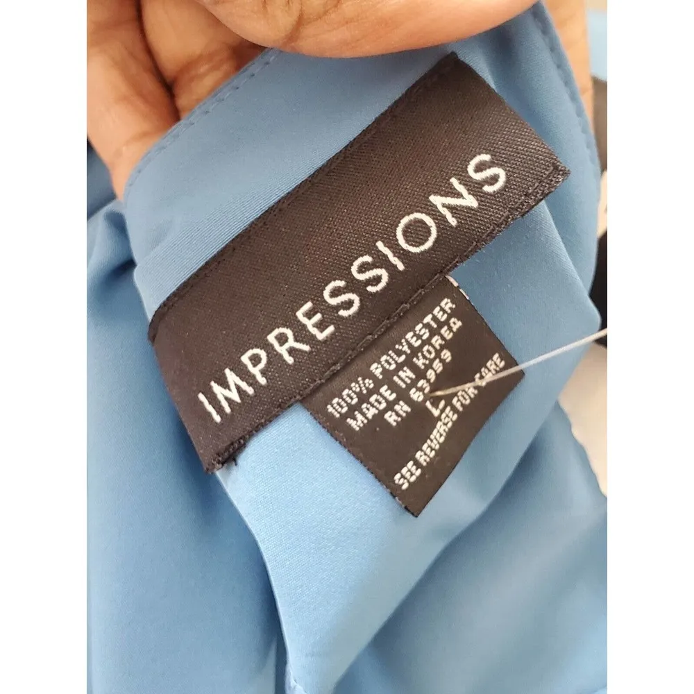 Impressions Women's Sky Blue Polyester Round Neck Short Sleeve Top Blouse Size L - Image 9