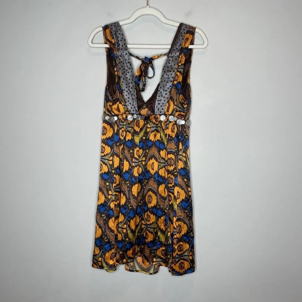 Anthropologie Plenty By Tracy Reese 100% Silk Coin Bohemian Dress Size 2 - Image 4
