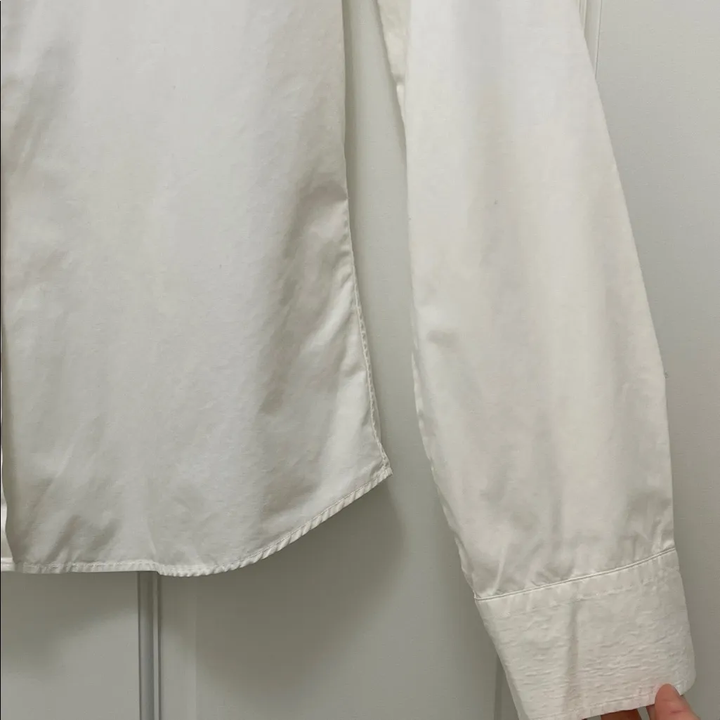 Emporio Armani 100% Cotton White Casual Hidden Button Up Top - Size 8 - Image 7
