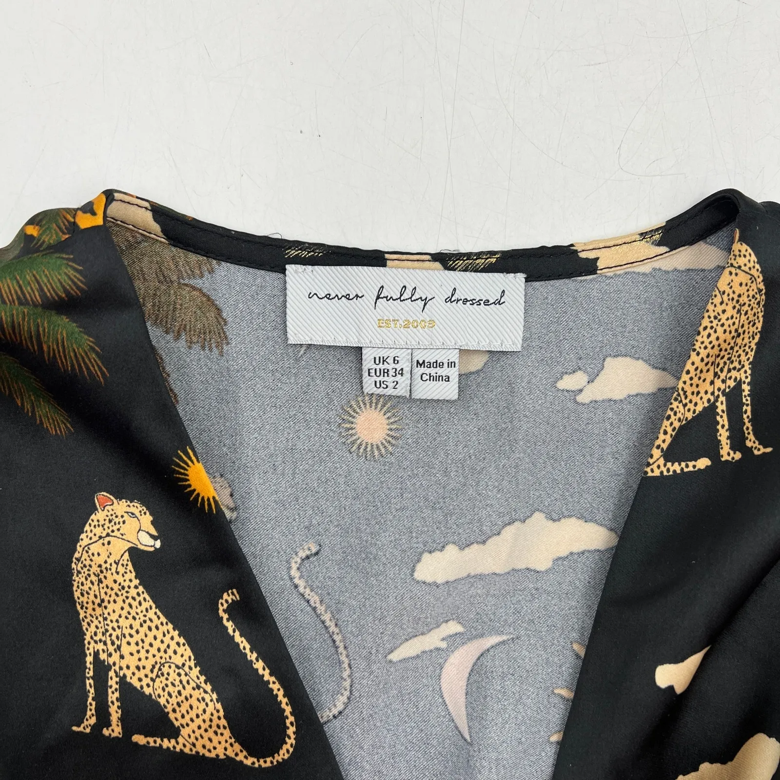 Never Fully Dressed Running Wild Lindos Dress Black Printed Size 2 - Image 3